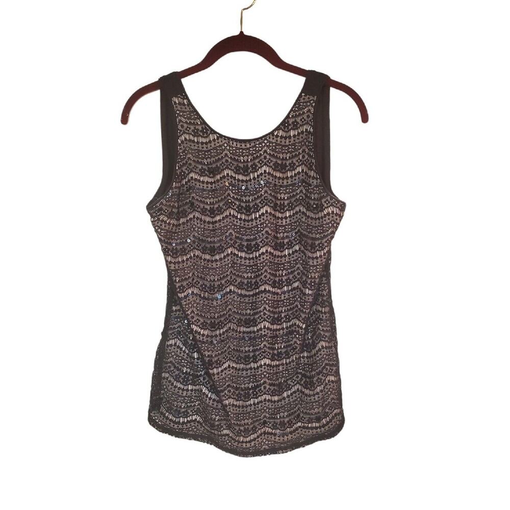 NWT Maurices Black Sequin Lace Tank Top Size Medium